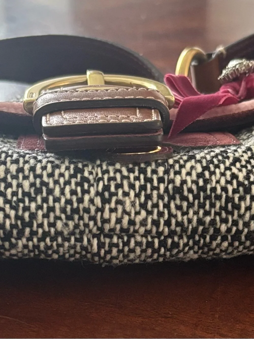Coach Tweed Soho Demi Flap Shoulder Bag 8F01 Y2K Suede Bow Crystal
